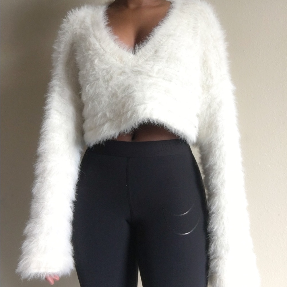 Urban Outfitters Cropped fuzzy sweater